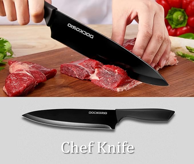 Kitchen Knife Set with Block, 19 PCS High Carbon Stainless Steel Sharp includes Serrated Steak Knives Set, Chef Knives, Bread Knife, Scissor, Sharpener, all in one