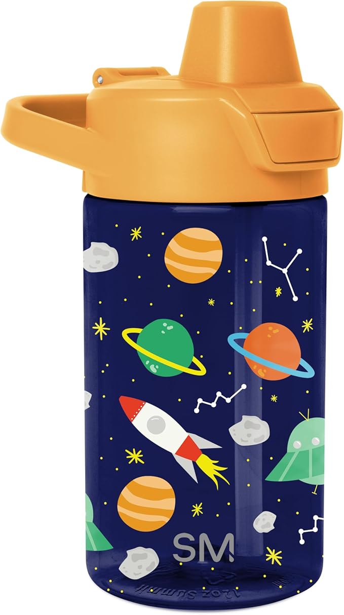 Simple Modern Kids Tritan Plastic Summit Water Bottle | 12 oz BPA-Free Cup with Covered Leak Proof Straw Lid for Boys, Girls, Toddlers | Outer Space