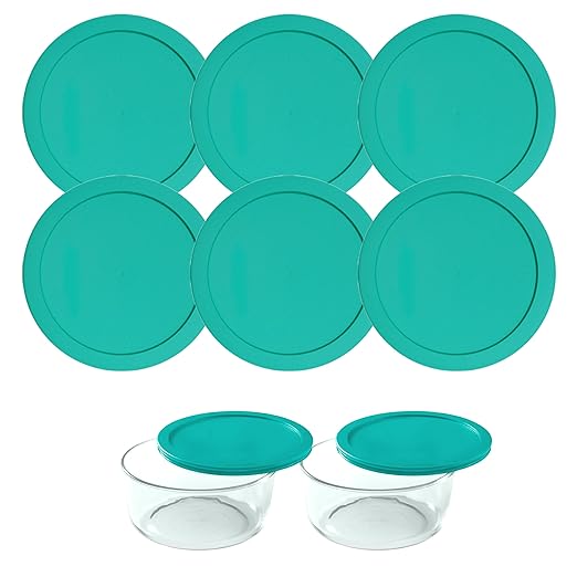 Wood Grip Lids for Pyrex and Anchor Round Glass Containers - 2-Cups, Green-6 Pack