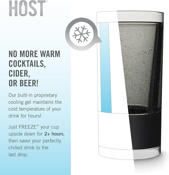 HOST Highball Cocktail Freeze Tumbler, Frozen Cocktail Glass, Double Walled Insulated Iced Coffee Tumbler, BPA Free Drink Cooler, 10 oz., Black