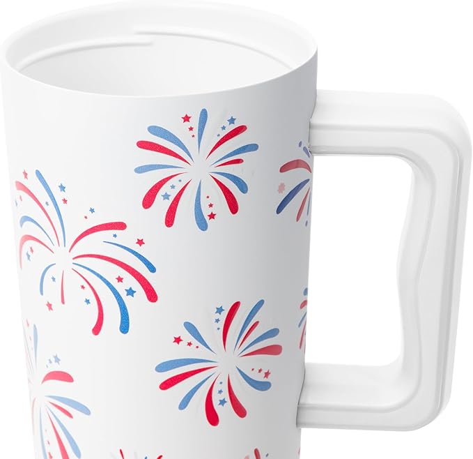 Simple Modern 40 oz Tumbler with Handle and Straw Lid | 4th of July Insulated Reusable Stainless Steel Water Bottle Travel Mug Cupholder Use | Gifts for Women Men Him Her | Trek Signature | Fireworks