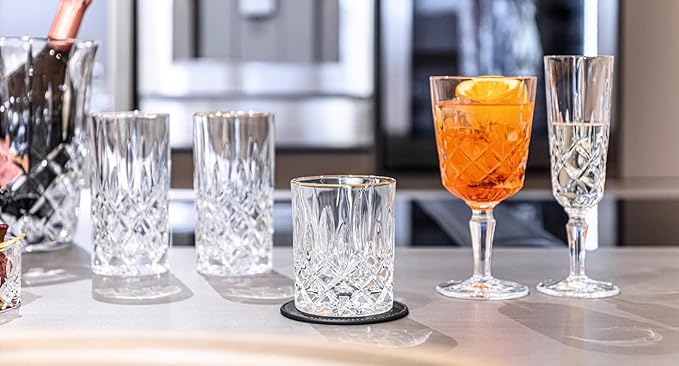 Nachtmann Noblesse 12 Oz. All Purpose Glasses, Set of 4 – 7.4" Crystal Drinkware with Elegant Cut Design, Modern Barware Glasses for Wine, Cocktails & Water, Lead-Free – Stylish Bar & Dining Set