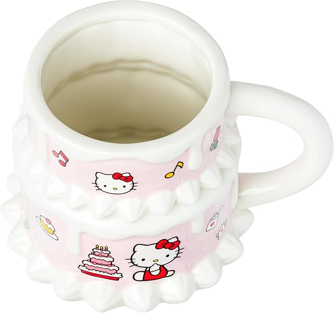 Silver Buffalo Sanrio Hello Kitty Cake Ceramic 3D Sculpted Mug, 20 Ounces