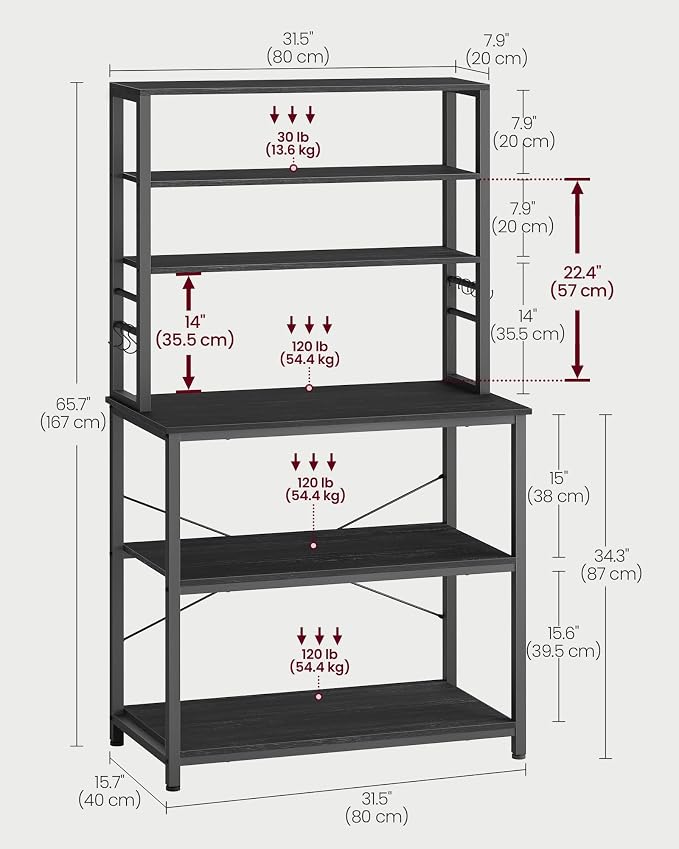 VASAGLE Coffee Bar, 31.5 Inches Baker's Rack - Image 3