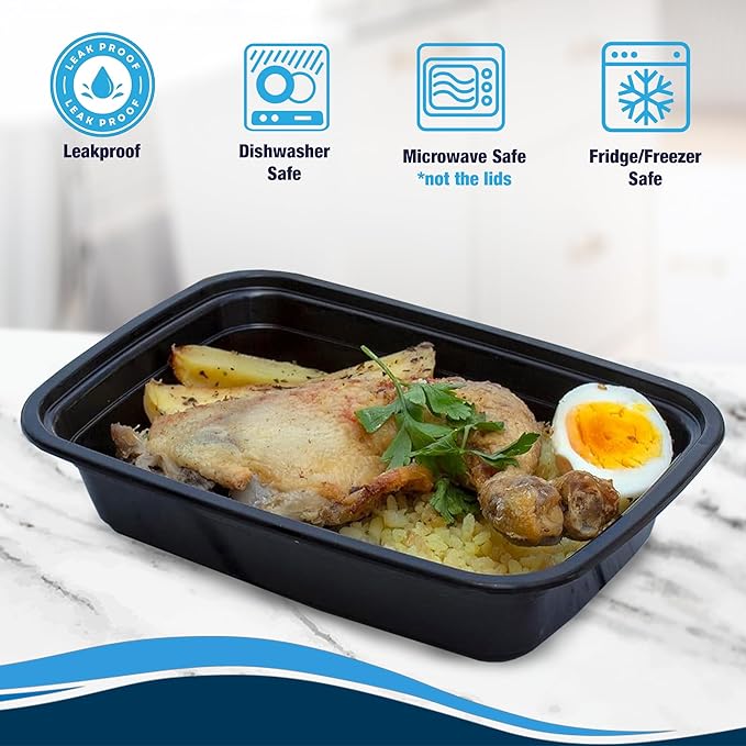 Ruthy's Outlet Meal Prep Containers W/Lids -Square Food Storage – BPA-Free| Stackable | Microwave | Freezer & Dishwasher Safe | Reusable Lunch Bento Box Portion Control & Planning (150 Pack, 24 oz)