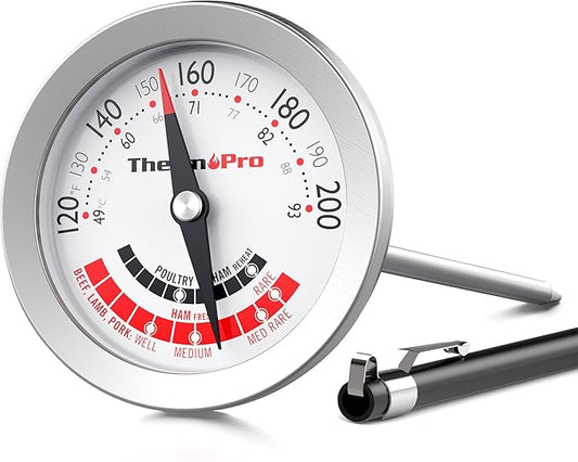 ThermoPro APT200 Meat Thermometer for Cooking with Extra-Large 2-Inch Dial, Analog Dial Food Cooking Thermometer with 5.1" Stainless Steel Probe for Poultry, Ham, Pork, Beef Candy Making Accessory