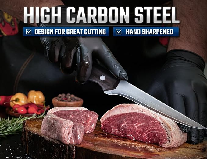 Dream Reach Boning Knife for Meat Cutting Japanese High Carbon Steel Deboning Knife with Sheath-Razor Sharp 6 inch Fillet Knife Brisket Trimming Knife for Kitchen Outdoor (Flow Series1), Silver
