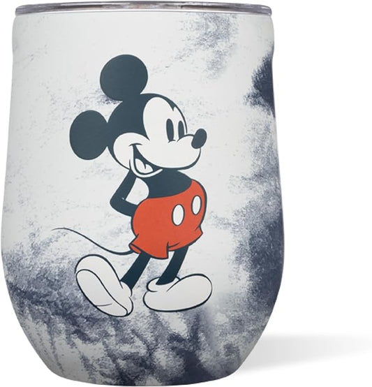 Corkcicle Stemless Insulated Wine Glass Tumbler - Keeps Beverages Cold 6 Hours & Hot 3 Hours - Stainless Steel - Easy-Grip - Summer Drinkware Gift - Keeps Drinks Ice Cold - 12 oz - Mickey Tie Dye