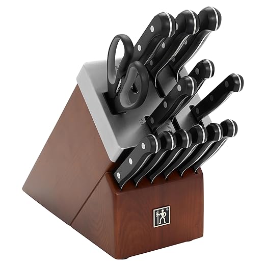 HENCKELS Solution Razor-Sharp 14-pc Self Sharpening Knife Block Set, Chef Knife, Bread Knife, Steak Knife, German Engineered Informed by 100+ Years of Mastery