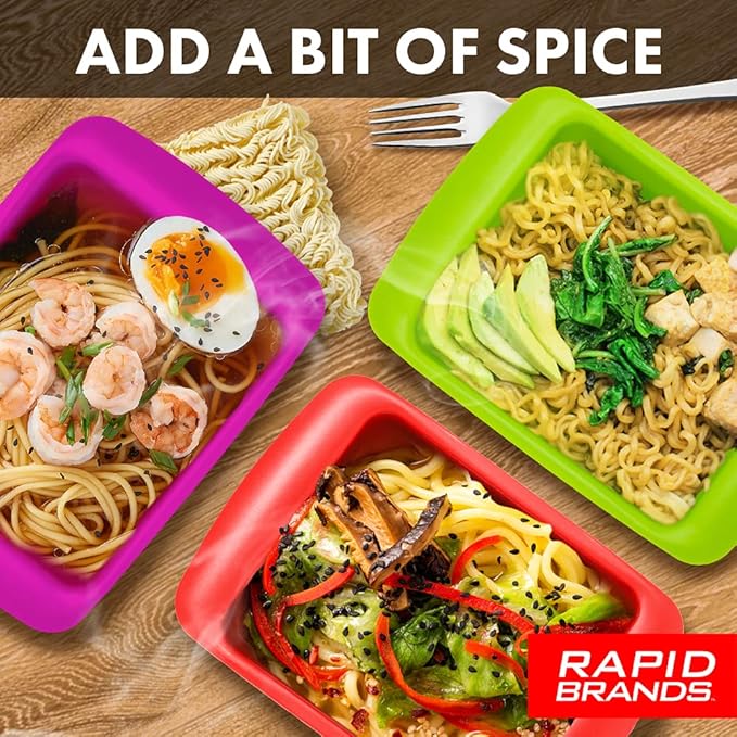 Rapid Ramen Cooker - Microwave Ramen in 3 Minutes - BPA Free and Dishwasher Safe | Perfect for Dorm, Small Kitchen, or Office (2-Pack,Black)