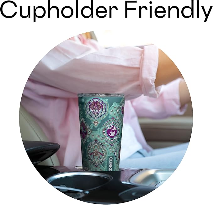 Corkcicle Disney Princess Tumbler - Insulated Stainless Steel Travel Cup - Cold & Hot Drinks - Reusable & Durable - Spill Proof Lid - Non-Slip Silicone Base - Easy Grip - BPA Free -16 oz - Jasmine