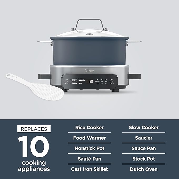 Ninja 10-in-1 Everyday PossibleCooker™ Pro 6.5QT, 8 Cooking Functions, One-Pot Cooking, Replaces 10 Cooking Tools, Faster Cooking, Family-Sized Capacity, Adjustable Temp Control, MC1101, Midnight Blue