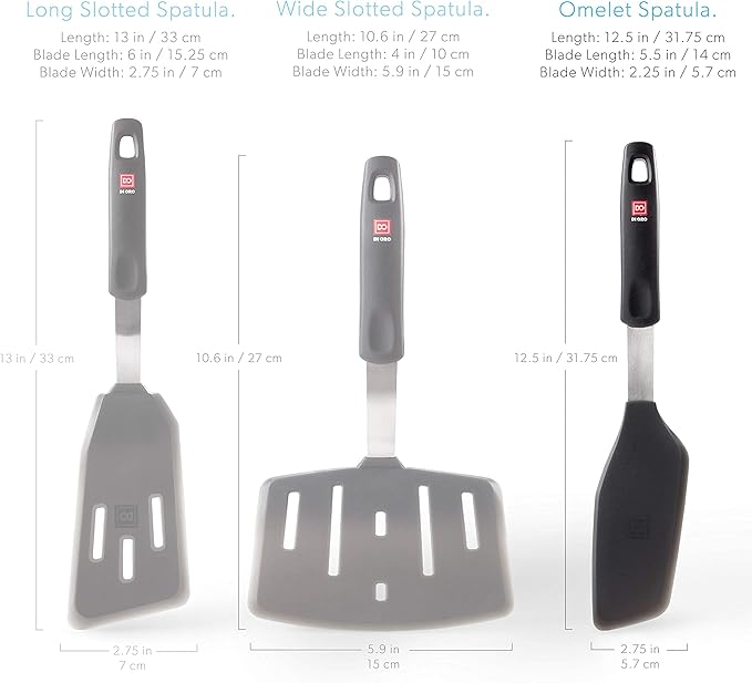 DI ORO Omelette Spatula - Silicone Egg Spatula Turner for Nonstick Cookware - Thin & Flexible BPA Free 600°F Heat-Resistant for Cooking & Baking - Omelet Flipper Dishwasher Safe