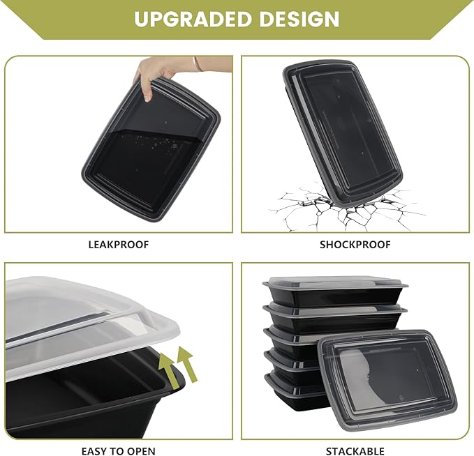 Meal Prep Containers Reusable - 48oz Food Storage Containers with Lids 30 Pack, To Go Food Containers for Meal Prep, Disposable To Go Container with Lids, BPA Free, Microwave/Dishwasher/Freezer Safe