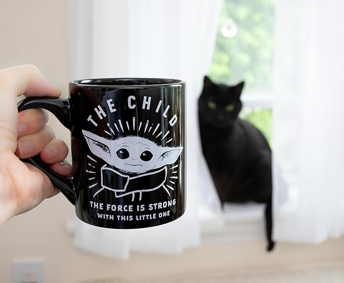 Silver Buffalo Star Wars The Mandalorian Force is Strong with this Little One Ceramic Coffee Mug, 14 Ounces