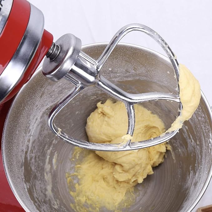 Geesta Polished Stainless Steel Flat Beater for Kitchen aid 4.5 Qt - 5 Qt Tilt-Stand Mixer Attachments for Kitchen Paddle, Baking - Pastry, Pasta Dough, Lcing, Mixing Accessory - Dishwasher Safe