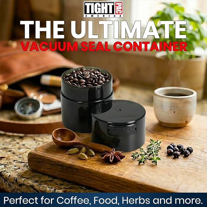 TIGHTPAC MINIVAC Portable Vacuum Seal Airtight Container – Keeps Coffee Beans - Image 2