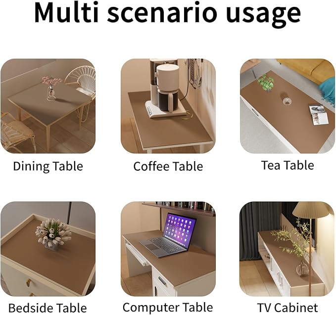 Leather Table Cover,1.8mm Thick,42x42 Inch Table Protector,Table Protector for Dining Room Table,Dining Table Cover,Table Cover Protector(Mud Color+Champagne Gold,42x42)