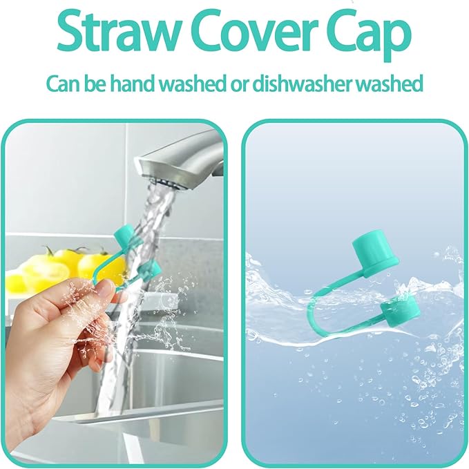 6PCS Silicone Straw Covers Cap Compatible with Stanley Cup 30-40 oz Tumbler with Handle 10mm Straw Toppers Reusable Straw Cover for Stanley Cup Accessories （Green）