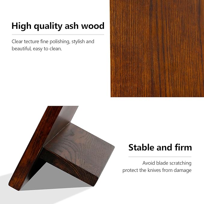 WILDMOK Magnetic Knife Block - Home Kitchen Multifunctional Magnets Knife Holder without Knives, Ash Wood Magnetic Knife Holder for Kitchen Counter - 13.3 x 9.3 Inches