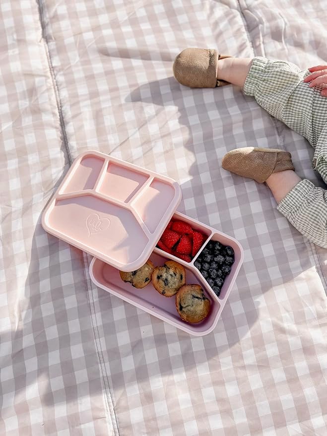 Ullabelle Leak Proof Bento Box Food-Grade Silicone Bento, BPA, Phthalate, Lead, & PVC Free - Bento Lunch Box for Daycare, Kids, & Adults - Leak Resistant Sets With Lids Snack Box Container (Pink 4)