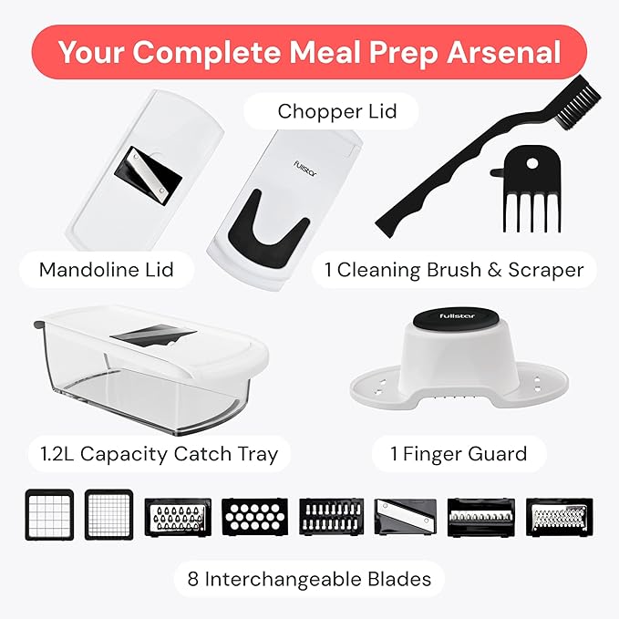 Fullstar The Original Pro Chopper - Vegetable Chopper and Spiralizer, Food Chopper with Container, Fruit Slicer, Kitchen Gadgets & Gifts, Home Essentials (8 in 1, Black)