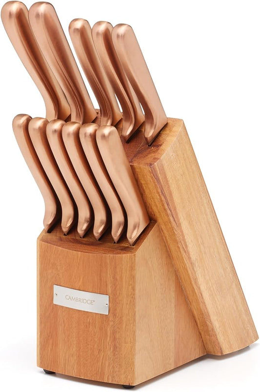 Cambridge Silversmiths Rame Cutlery Set with Block, 12-Piece Set