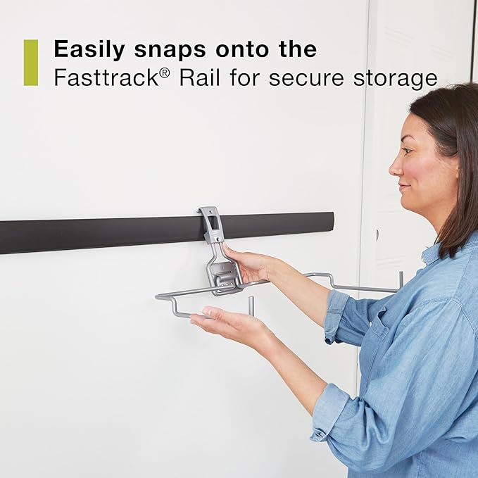 Rubbermaid Garage Fasttrack Recycling Bin Wall Mounted Recycling System Holds up to 50 pounds Blue/Satin Nickel for Home/Garage