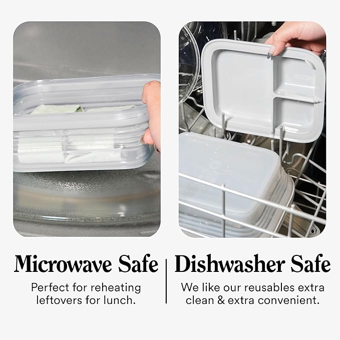 STOJO Collapsible Bento Box, Reusable, Leak-Proof, Microwave & Dishwasher Safe, Premium Lunch Container with Divider – Space-Saving, Transparent Design (Cashmere, 2.75-Cup/650mL)