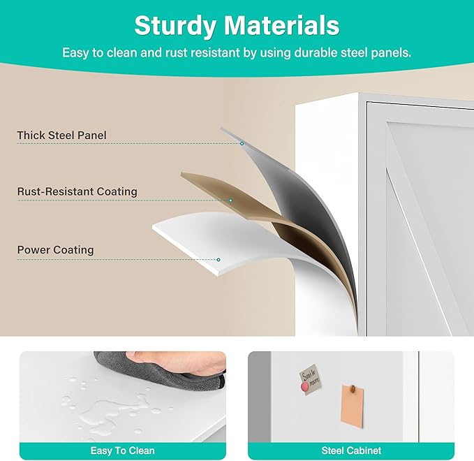 SISESOL 75" Tall Pantry Cabinet,Farmhouse Kitchen Pantry Storage Cabinets with 2 Doors and 5 Shelves,White Metal Storage Cabinet,Large Cupboard for Home,Kitchen,Dining/Living Room