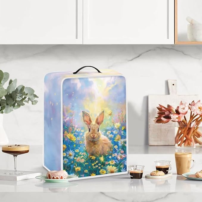 Rabbit Floral Coffee Maker Cover Waterproof Small Appliance Cover - Image 3
