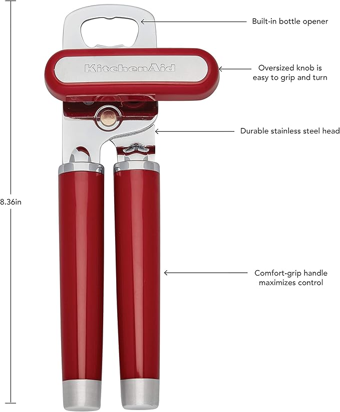 KitchenAid KO199OHERA Gourmet Multifunction Can Opener, One Size, Matte Red (Pack of 12)