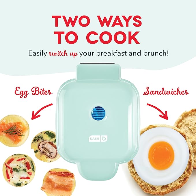 DASH Deluxe Sous Vide Style Egg Bite Maker with Silicone Molds for Breakfast Sandwiches, Healthy Snacks or Desserts, Keto & Paleo Friendly, (1 large, 4 mini) - Aqua