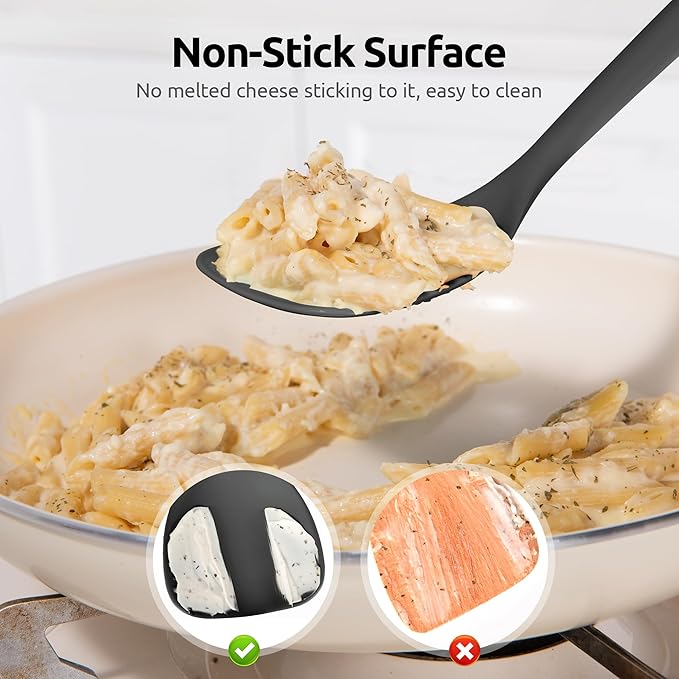 U-Taste 600ºF Heat Resistant Wok Spatula: 13.76" Long, 3.63" Wide Silicone Cooking Utensils with Flexible Edge & Sturdy Core, for Kitchen Stir Fry, Serving, Scoop, Non-Stick Pan, Carbon Steel (Black)