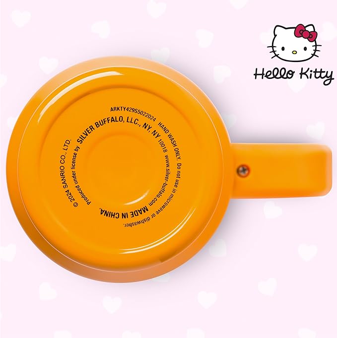 Silver Buffalo Sanrio Hello Kitty Halloween Jack-O-Lantern Stainless Steel Tumbler with Handle and Straw, Fits in Standard Cup Holder, 40 Ounces