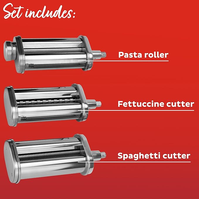 Instant Pot Pasta Maker Attachment for Instant Stand Mixer Pro, Includes Pasta Roller, Fettucine Cutter and Spaghetti Cutter Attachments