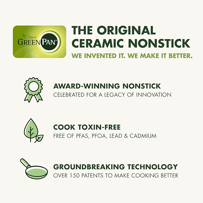 GreenPan Valencia Pro Hard Anodized 3 Piece Fry Pan Skillet Set, Ceramic Nonstick 8" 9.5" and 11" Induction Suitable Frying Pans, PFAS-Free Cookware, Dishwasher Safe, Oven and Broiler Safe, Gray