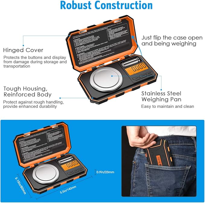 (New Version) AMIR Professional Digital Scale, 20g Pocket Scale with 0.001g Accuracy, Electronic Smart Scale with 20g Calibration Weight (Battery/Tweezers Included)