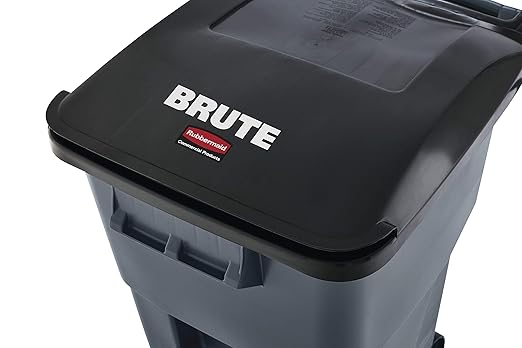 Rubbermaid Commercial Products BRUTE Rollout Heavy-Duty Wheeled Trash/Garbage Can, 50-Gallon, Yellow, for Restaurants/Hospitals/Offices/Warehouses/Garage, Pack of 2