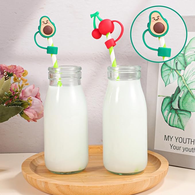 8 PCS Fruit Straw Topper, Straw Cover for Stanley 30&40 Oz Tumbler, Cute Straw Caps in Various Shapes Silicone Straw Covers Cap for 0.4 Inch/10 mm Straw Tips