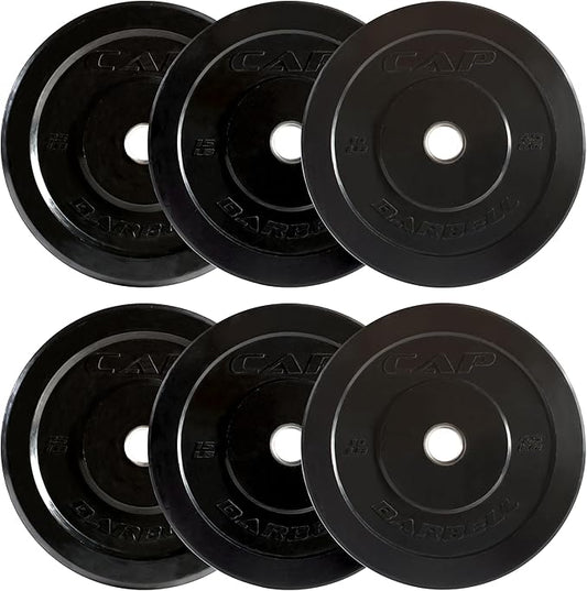 CAP Barbell 2-Inch Olympic Bumper Plate Weight Set with 6 Post Rack | 100-370 lbs | Multiple Options