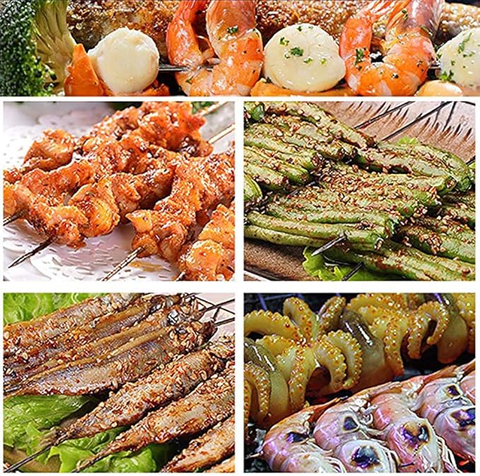 BigOtters Barbecue Skewers, 100PCS Metal Skewers for Grilling BBQ Needle Sticks for Meat Shrimp Chicken Vegetable Outdoor Cooking