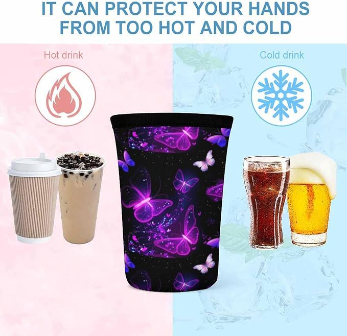 Purple Butterfly Coffee Cup Sleeves - Image 5