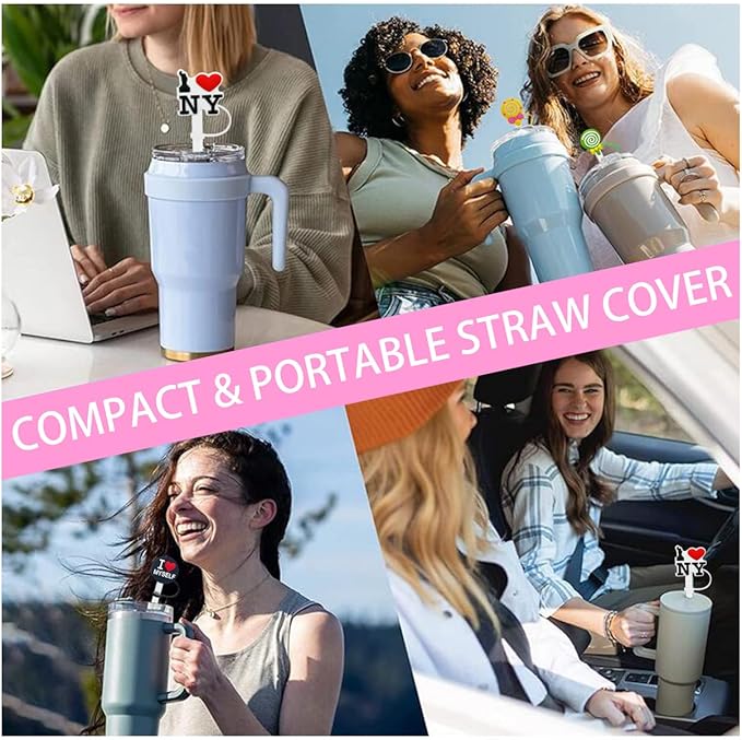 Straw Cover Cap for Stanley Cup,Straw Topper Compatible for 30 and 40 Oz Tumbler with Handle,10 mm 0.6 in Reusable Straw Tips Lids,Straw Tip Covers for Christmas Gifts
