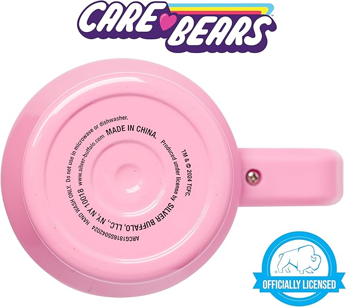 Silver Buffalo Care Bears “Mood” Stainless Steel Tumbler with Handle Featuring Love-A-Lot Bear, Fits in Standard Cup Holder, 40 Ounces