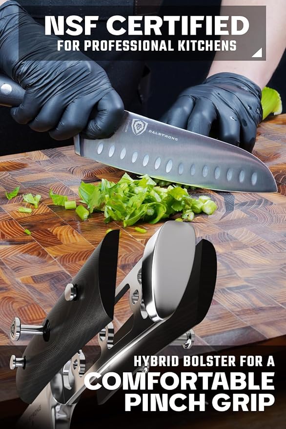 Dalstrong Santoku Knife - 7 inch - Gladiator Series ELITE - High Carbon German Steel - Sheath Included - Razor Sharp Kitchen Knife - Asian Vegetable Knife - NSF Certified