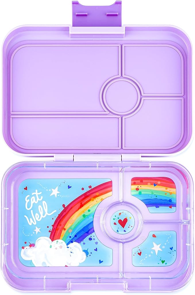 Yumbox Tapas (Seville Purple Rainbow) - Large Leakproof Bento Lunch Box for Adults/Kids, 4 Compartments - 4.2 Cups Capacity
