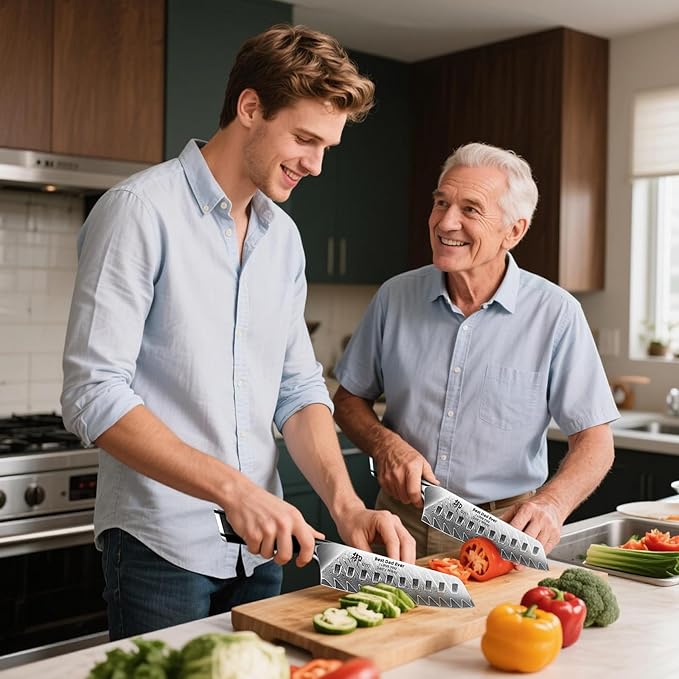 SHAN ZU Personalized Damascus Chef Knife 7 Inch, 67 Layers Damascus Steel 10Cr15CoMoV Sharp Kitchen Knife, Customized Gift for Father's Day, Mother's Day, Halloween, Christmas, Birthday, Wedding