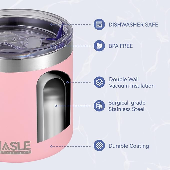 HASLE OUTFITTERS 10oz Insulated Tumblers with Lid and Straw,Stainless Steel Tumbler Travel Coffee Mug,Double Wall Reusable Tumbler Cup for Iced and Hot Drinks(Pink,6 Pack)