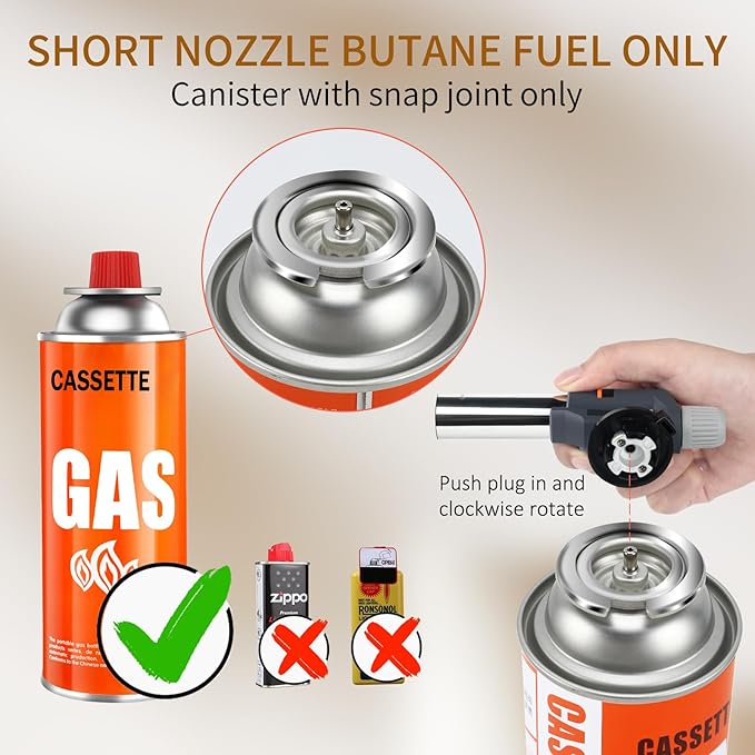 Butane Torch, JDHON Compact Kitchen Torch with Adjustable Flame, Professional Chef Culinary & Grilling Blow Torch Lighter for Cooking, Baking, Soldering, BBQ, Creme Brulee (Butane Fuel Not Included)